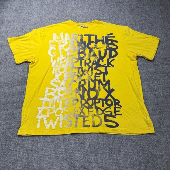 Vtg Marithe Francois Girbaud T Shirt Mens 2XL Yellow Graffiti 90s Hip Hop Y2K - Picture 1 of 10